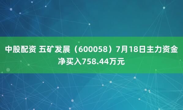 中股配资 五矿发展（600058）7月18日主力资金净买入758.44万元