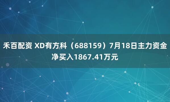 禾百配资 XD有方科（688159）7月18日主力资金净买入1867.41万元