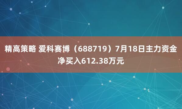 精高策略 爱科赛博（688719）7月18日主力资金净买入612.38万元